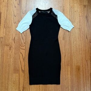 Karen Millen black and white short sleeve sheath dress